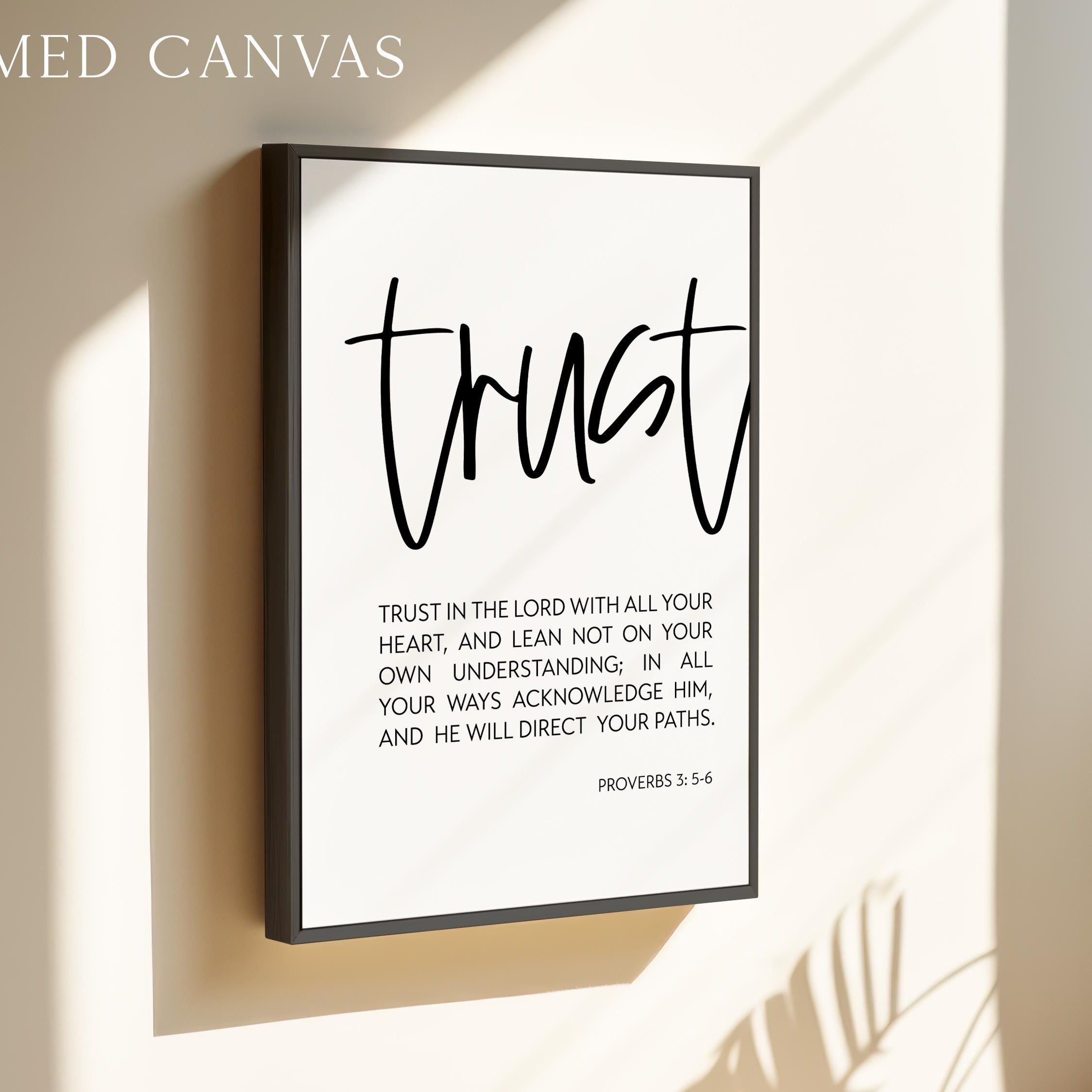 Trust in the Lord Wall Art, Proverbs 3 5-6 Scripture Print, Christian Decor, Bible Verse