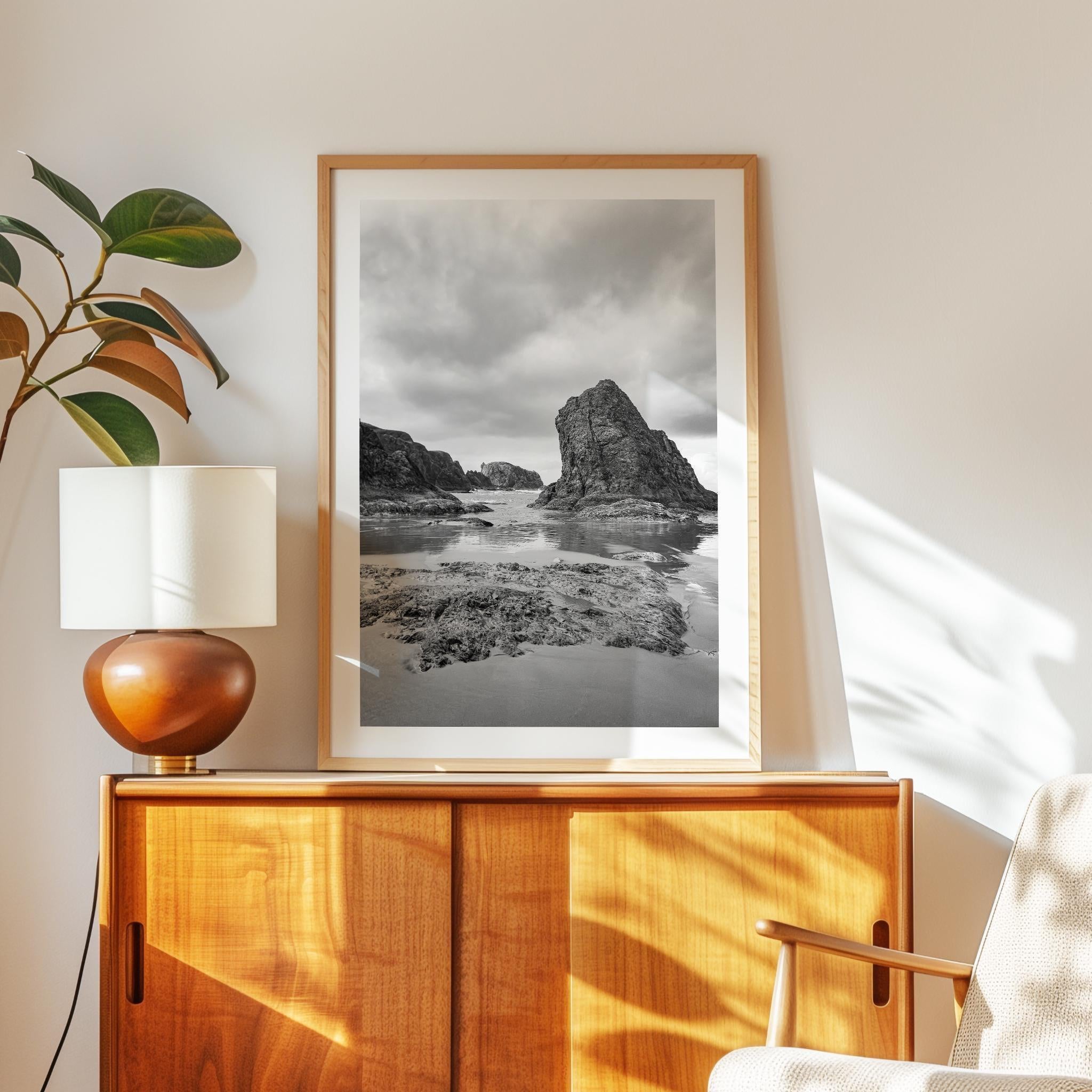 Bandon Beach Black White Photo Print Oregon Coast,  Wall Art Moody,  Photography Jessie Dysart