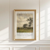 The Lord Is My Shepherd Psalm 23 Art Print,  Christian Typography Wall Art