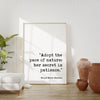 Adopt the pace of nature: her secret is patience. - Ralph Waldo Emerson Typography Print - Nature Lover - Hiker - Inspirational - Gift Ideas