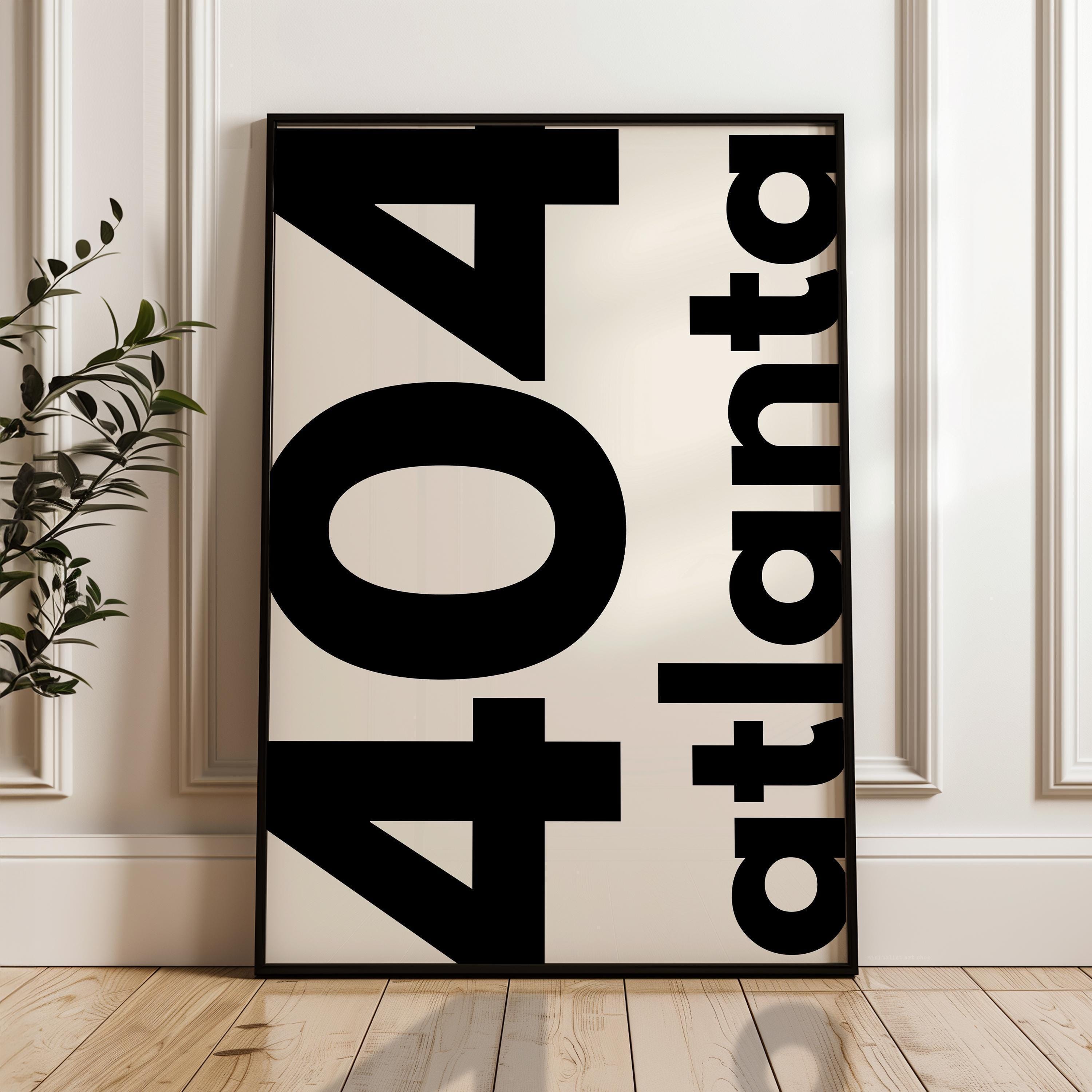 404 Atlanta Print, Area Code Wall Art, Minimalist Typography, Home Decor