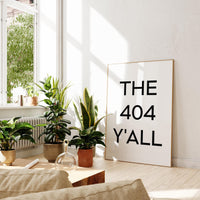 The 404 Y'all Minimalist Art Print,  Atlanta, Georgia,  Original Area Code,  ATL,  History,  Culture