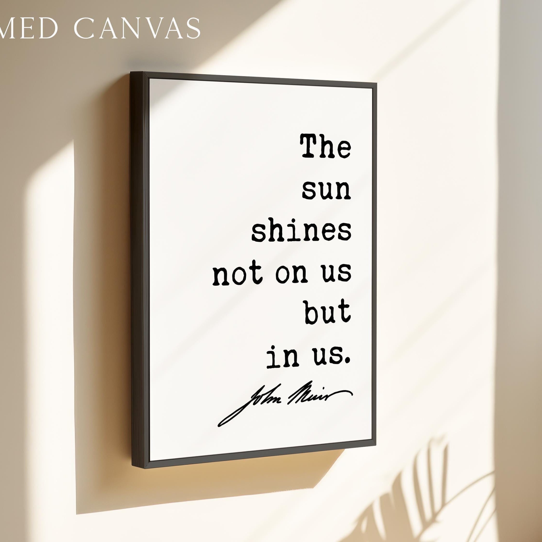 The sun shines not on us but in us. - John Muir Quote Typography Art Print • Nature Lover