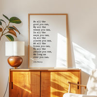 Do All The Good You Can Print, John Wesley Quote Wall Art, Inspirational Decor