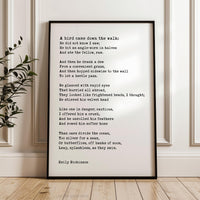 A Bird Came Down the Walk,  Emily Dickinson Poem,  Typography Art Print