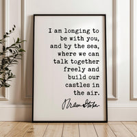 Bram Stoker Dracula Quote Print,  I Am Longing to Be With You Typography Wall Art,  Romantic Literary Home Décor