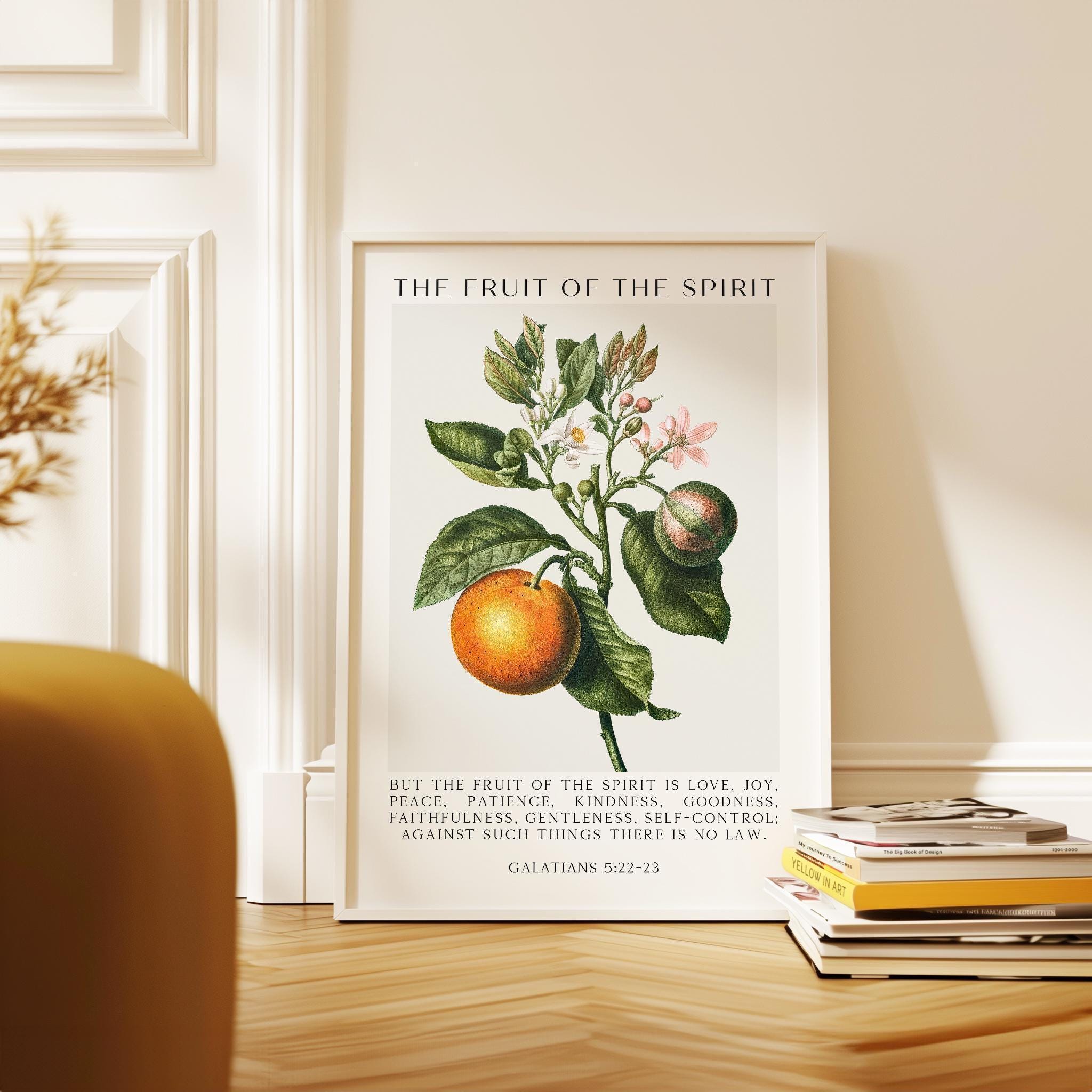 Fruit of the Spirit, Is Love, Joy, Peace, Patience, Kindness,  Galatians 5:22-23, Art Print