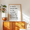 I Don't Know How To Be Silent... Typography Art Print,  Fyodor Dostoevsky Quote,  White Nights,  Classic Literature