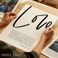 Love Is Patient Love Is Kind Art Print, 1 Corinthians 13:4-8, Wedding Gift