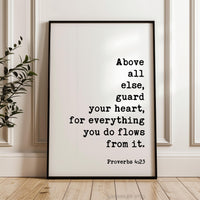 Proverbs 4:23 Art Print, Guard Your Heart Bible Verse Decor, Inspirational Christian Gift
