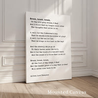 Break Poem Print,  Literary Wall Art,  Alfred Lord Tennyson,  The Sea,  Longing and Loss