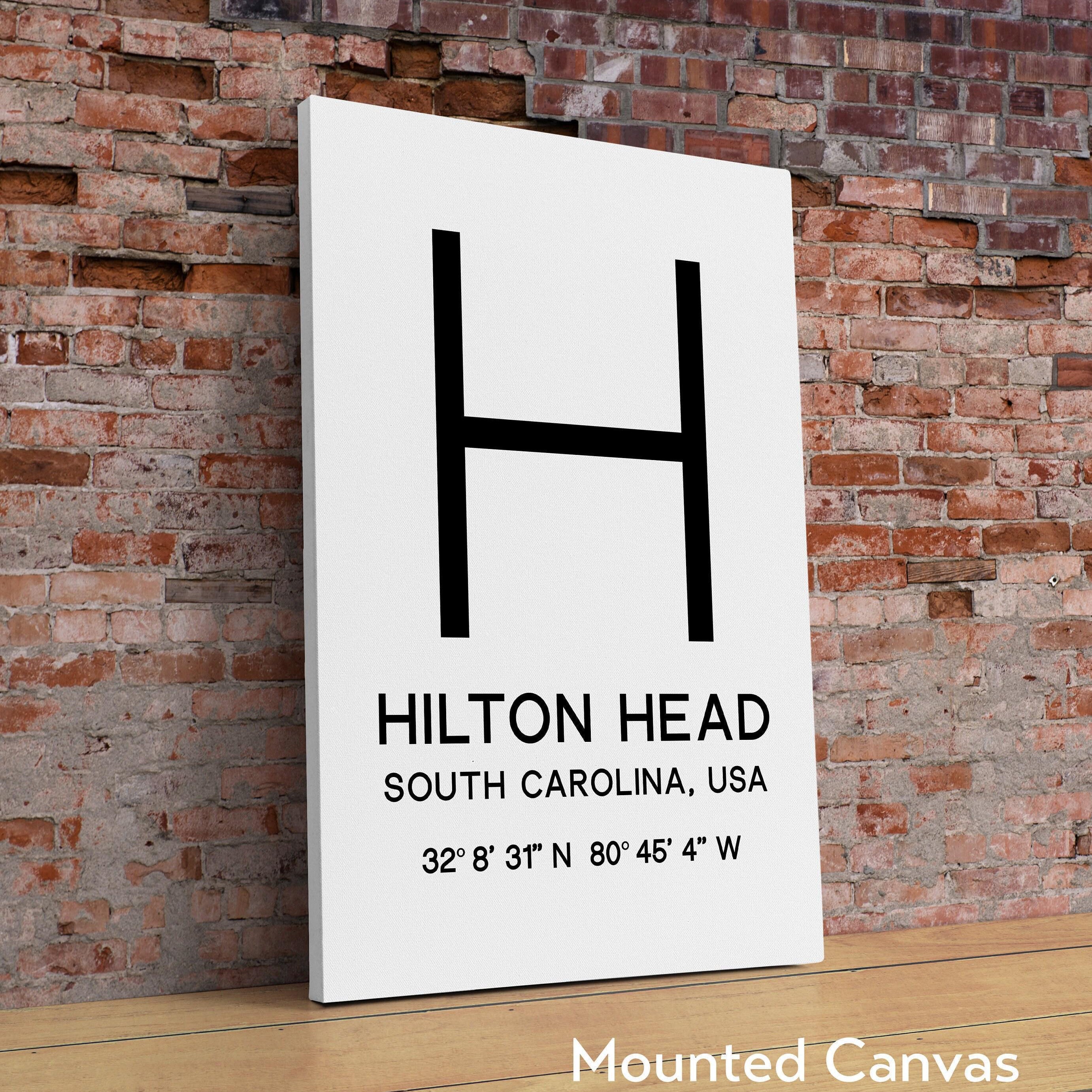 Hilton Head, South Carolina with GPS Coordinates Typography Minimalist Art Print