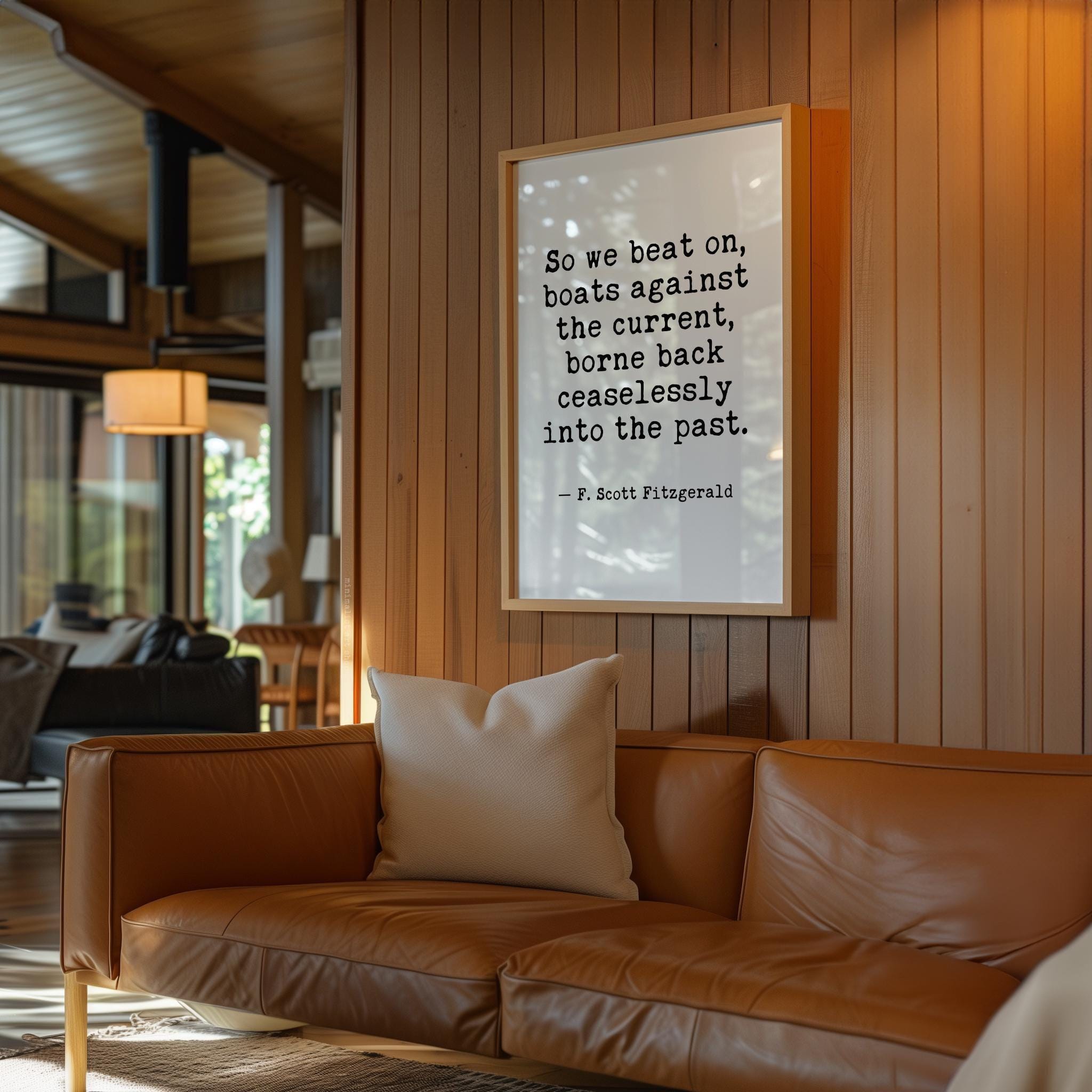 Great Gatsby Quote Wall Art, So We Beat On Print, F Scott Fitzgerald Literary, Bookish Decor, Reader Writer English Teacher Gift