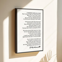 I Wandered Lonely as a Cloud Poem by William Wordsworth Framed Canvas Art (1804)