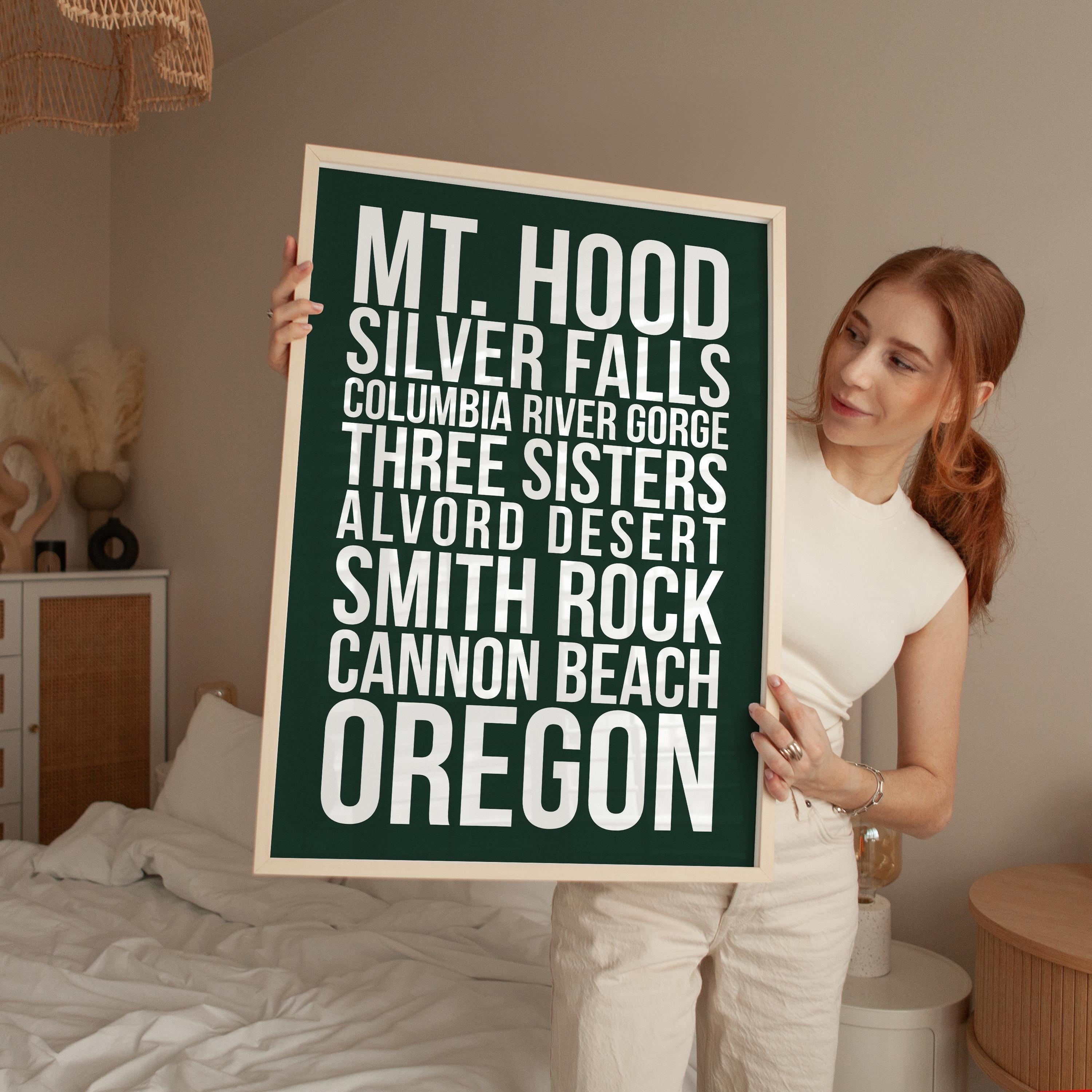 Oregon Natural Wonders Wall Art, Mt Hood, Silver Falls, Cannon Beach Travel Decor, PNW