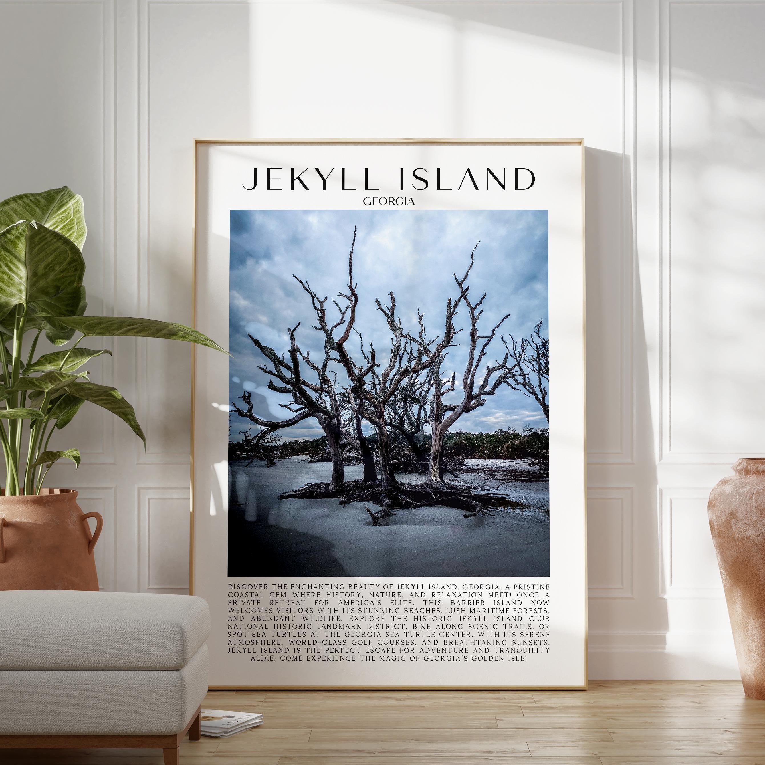 Jekyll Island, Georgia Typography Art Print,  Driftwood Beach,  Photo,  Travel