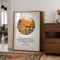 If I Had a Flower Print, Alfred Tennyson Quote, Minimalist Floral Garden Wall Decor