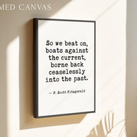 Great Gatsby Quote Wall Art, So We Beat On Print, F Scott Fitzgerald Literary, Bookish Decor, Reader Writer English Teacher Gift