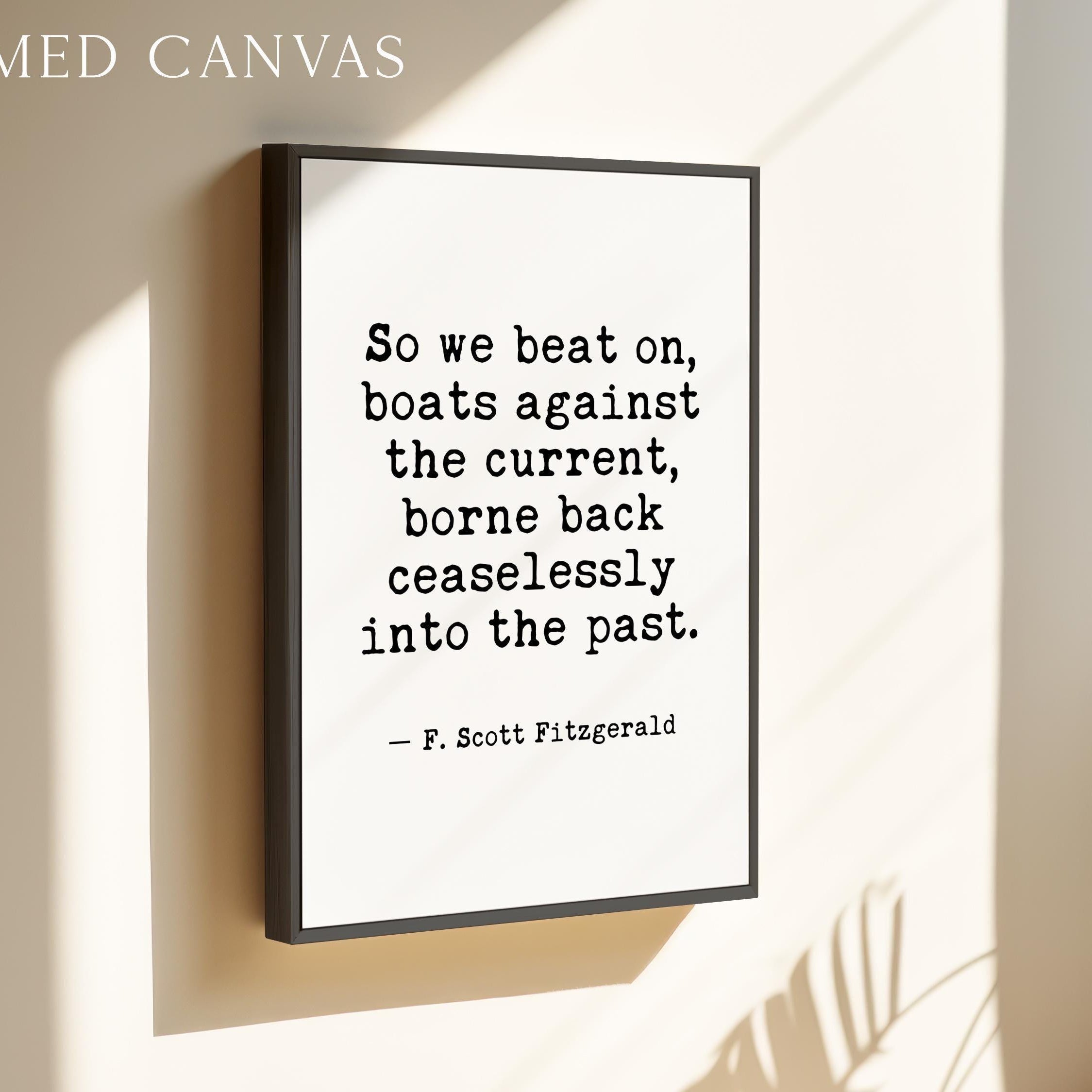 Great Gatsby Quote Wall Art, So We Beat On Print, F Scott Fitzgerald Literary, Bookish Decor, Reader Writer English Teacher Gift