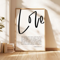Love Is Patient Love Is Kind Art Print, 1 Corinthians 13:4-8, Wedding Gift