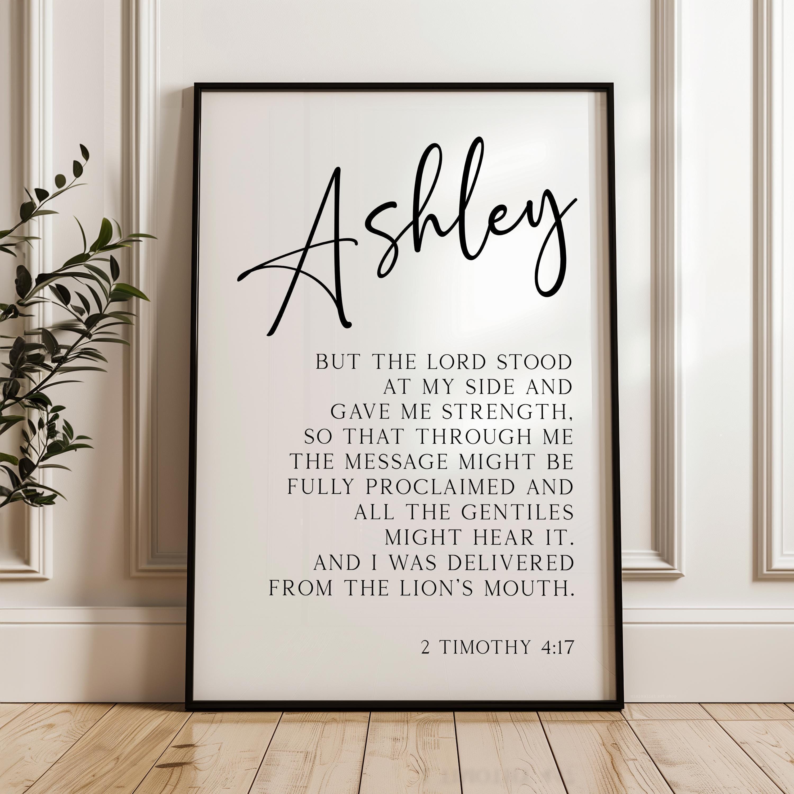 But The Lord Stood At My Side,  2 Timothy 4:17,  Personalized Typography Art Print
