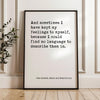 And sometimes I have kept my feelings to myself... no language.,  Jane Austen Quote,  Sense and Sensibility,  Typography Art Print  (1811)