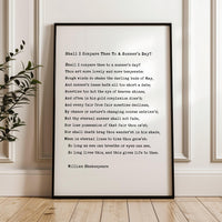 Sonnet 18: Shall I compare thee to a summer’s day?,  William Shakespeare Poem Typography Art Print