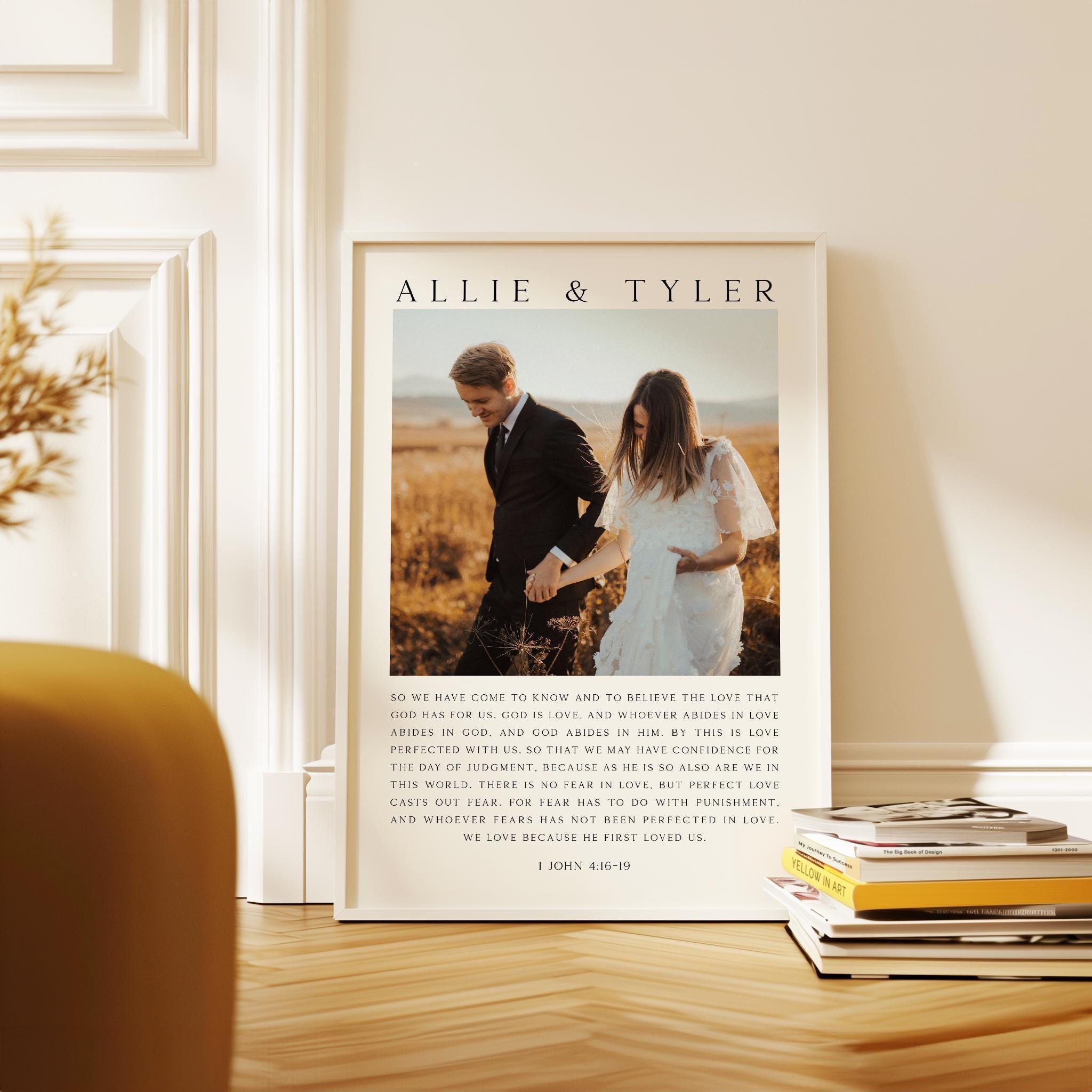 Personalized Wedding Anniversary Prayer with Photo and Names,  Art Print