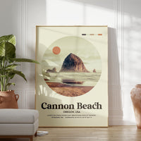 Cannon Beach, Oregon,  MidCentury Modern,  Featuring GPS Coordinates,  Typography Art Print