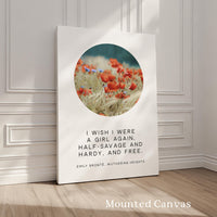 Wuthering Heights Quote Wall Art, Emily Bronte Literary Print, I Wish I Were a Girl Again