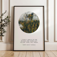 Henry David Thoreau Quote Print: "I Took a Walk in the Woods" Nature Wall Art