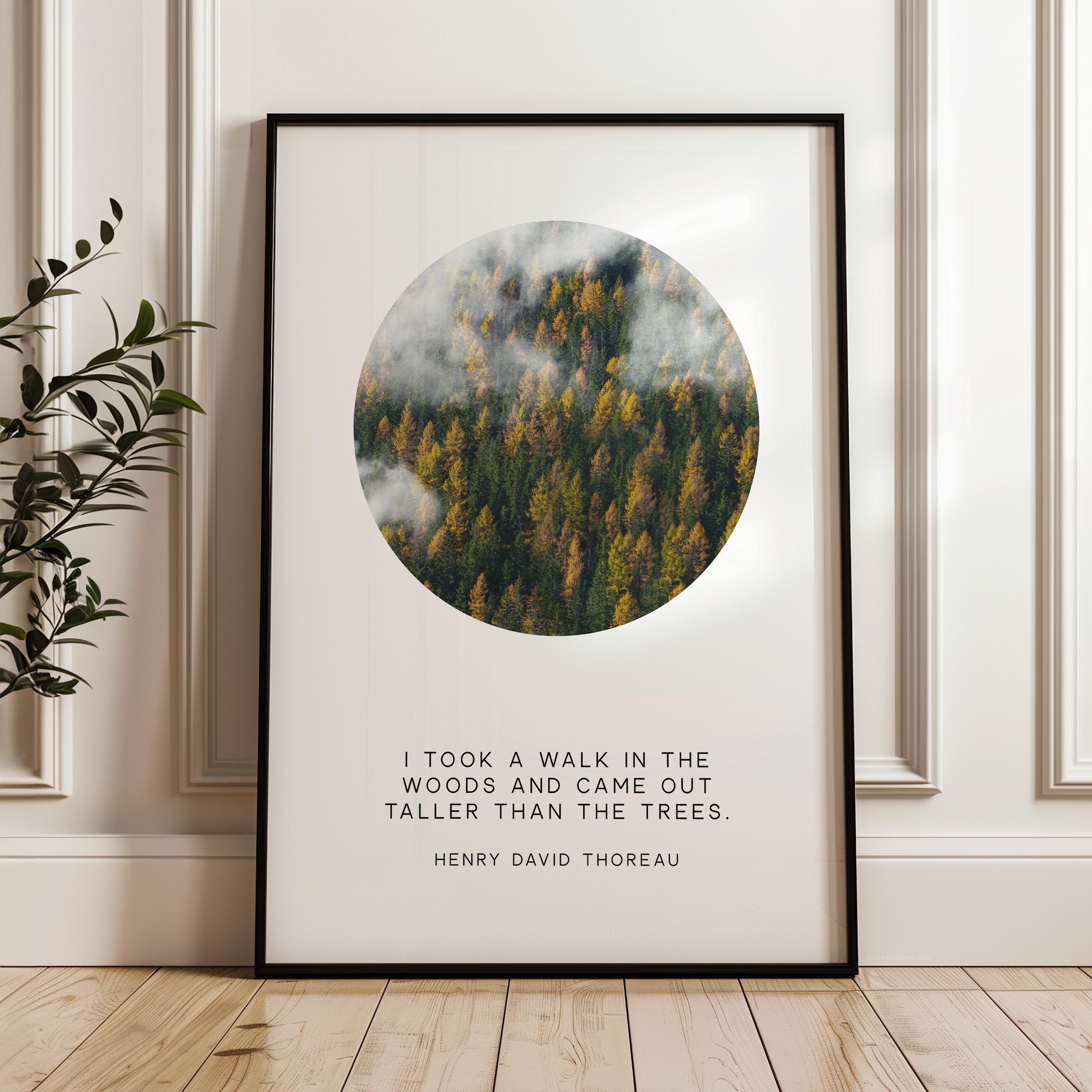 Henry David Thoreau Quote Print: "I Took a Walk in the Woods" Nature Wall Art
