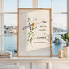 Emerson Flower Quote Wall Art, The Earth Laughs In Flowers, Watercolor Wildflower Print, Nature Lover Botanical Home Decor Gift