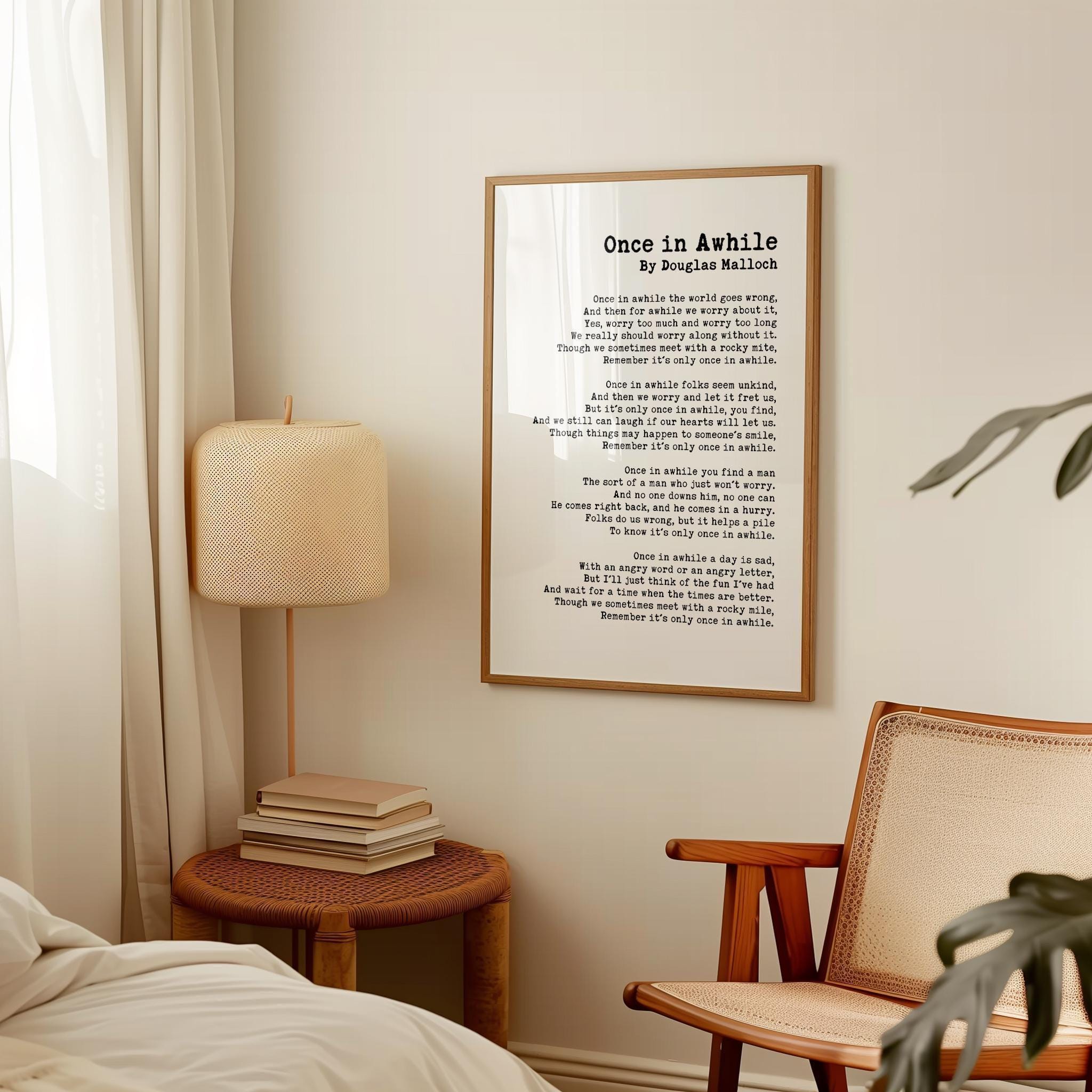 Once in Awhile by Douglas Malloch,  Poem,  Typography Art Print