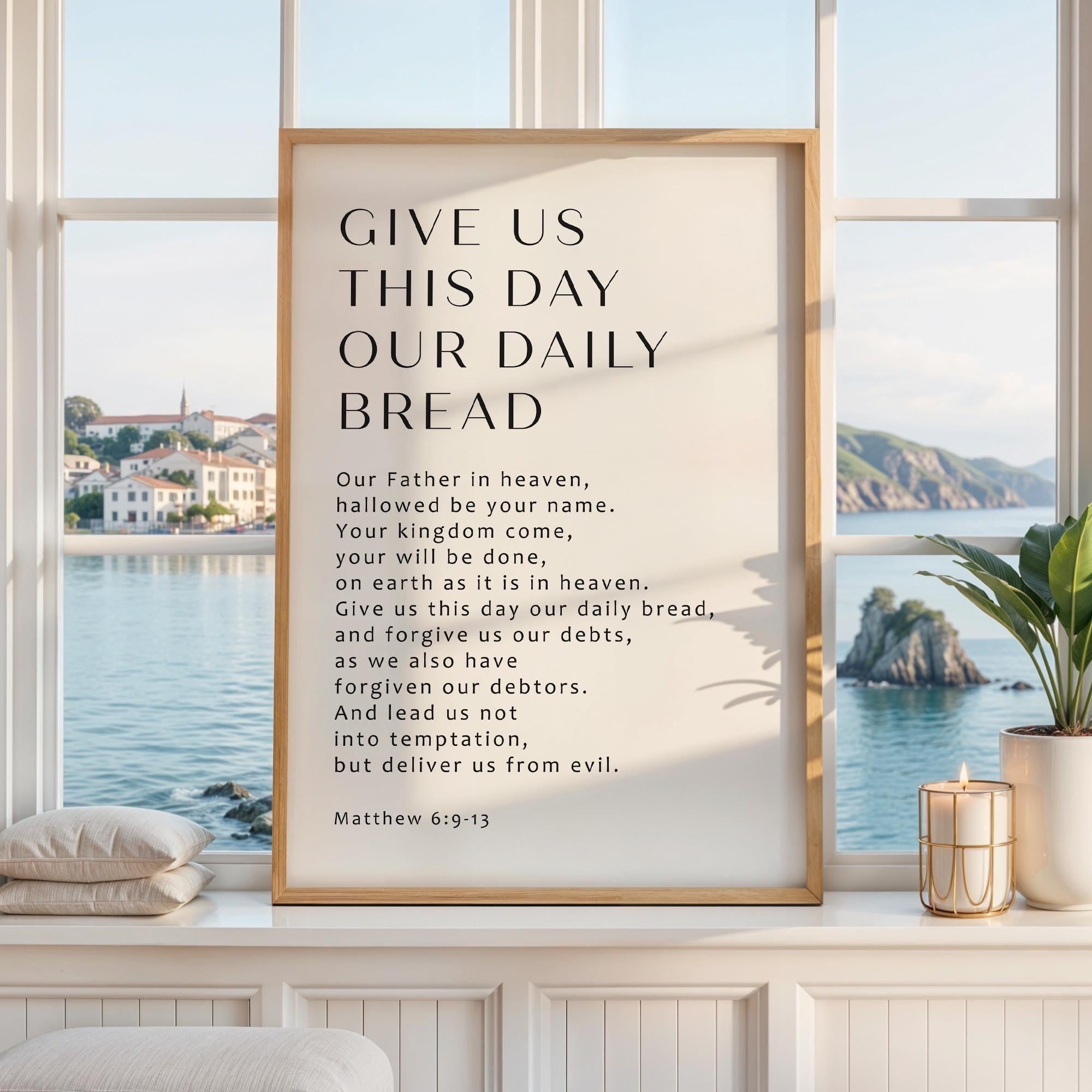 The Lord’s Prayer Print: Christian Scripture Wall Art, Give Us This Day