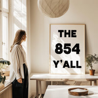 The 854 Y'all Minimalist Typography Art Print,  South Carolina Area Code,  Charleston,  Low Country,  Hilton Head,  Myrtle Beach