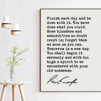 Ralph Waldo Emerson Quote,  Finish each day and be done with it. You have done what you could. Typography Art Print (1854)
