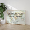 Saint Augustine Quote,  The world is a book, and those who do not travel read only a page. With World Map - Minimalist Typography Art Print