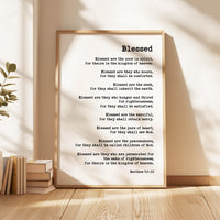 The Beatitudes Bible Verse Matthew 5:3-10 Typography Print - Christian Gifts - Bible Verse - Christian Wall Art - Scripture Art