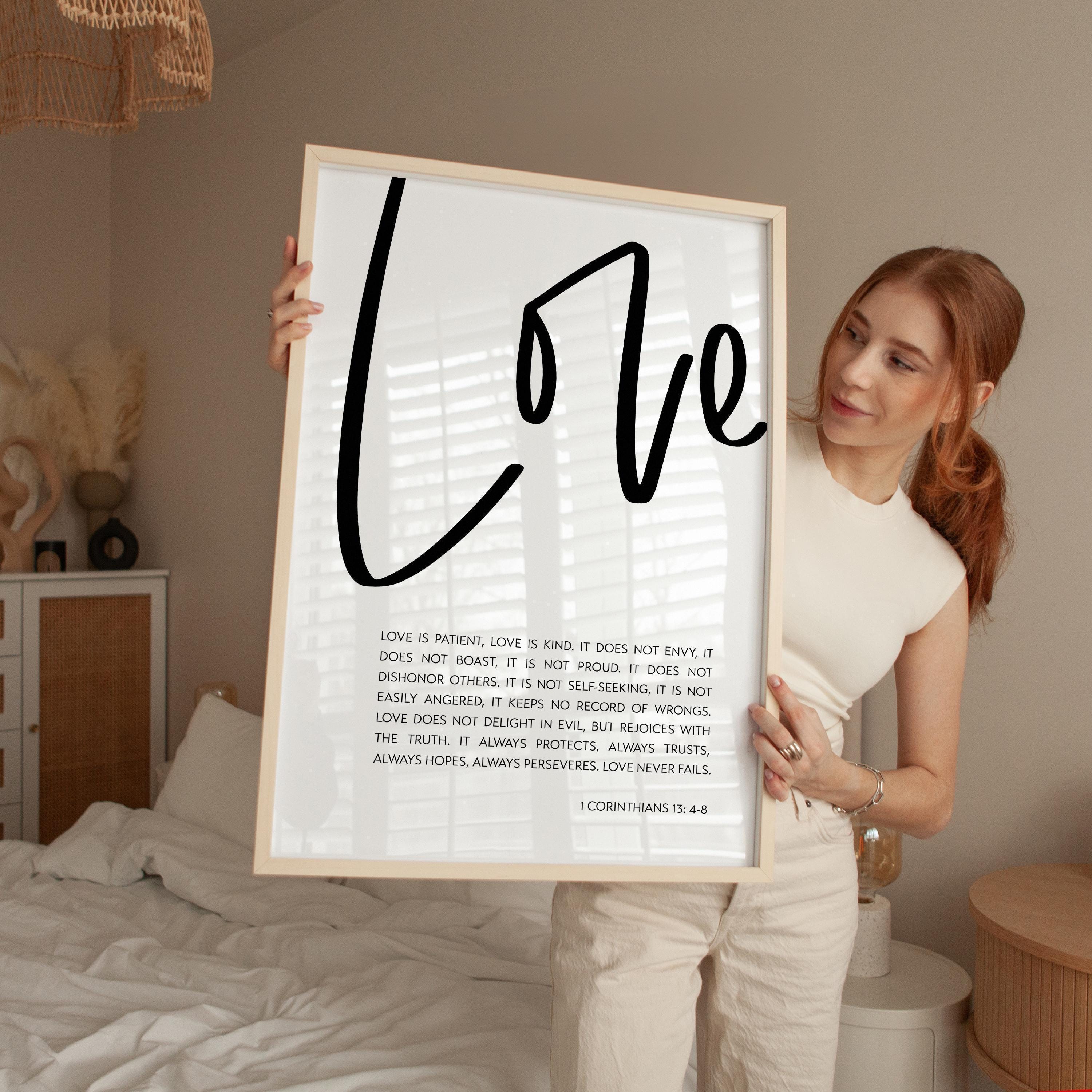 Love Is Patient Love Is Kind Art Print, 1 Corinthians 13:4-8, Wedding Gift