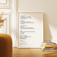 In The Rain Typography Art Print E.E. Cummings Poem,  Love,  Wedding,  Marriage (1923)