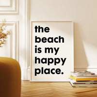 The Beach Is My Happy Place Typography Art Print,  Travel,  Adventure,  Vacation
