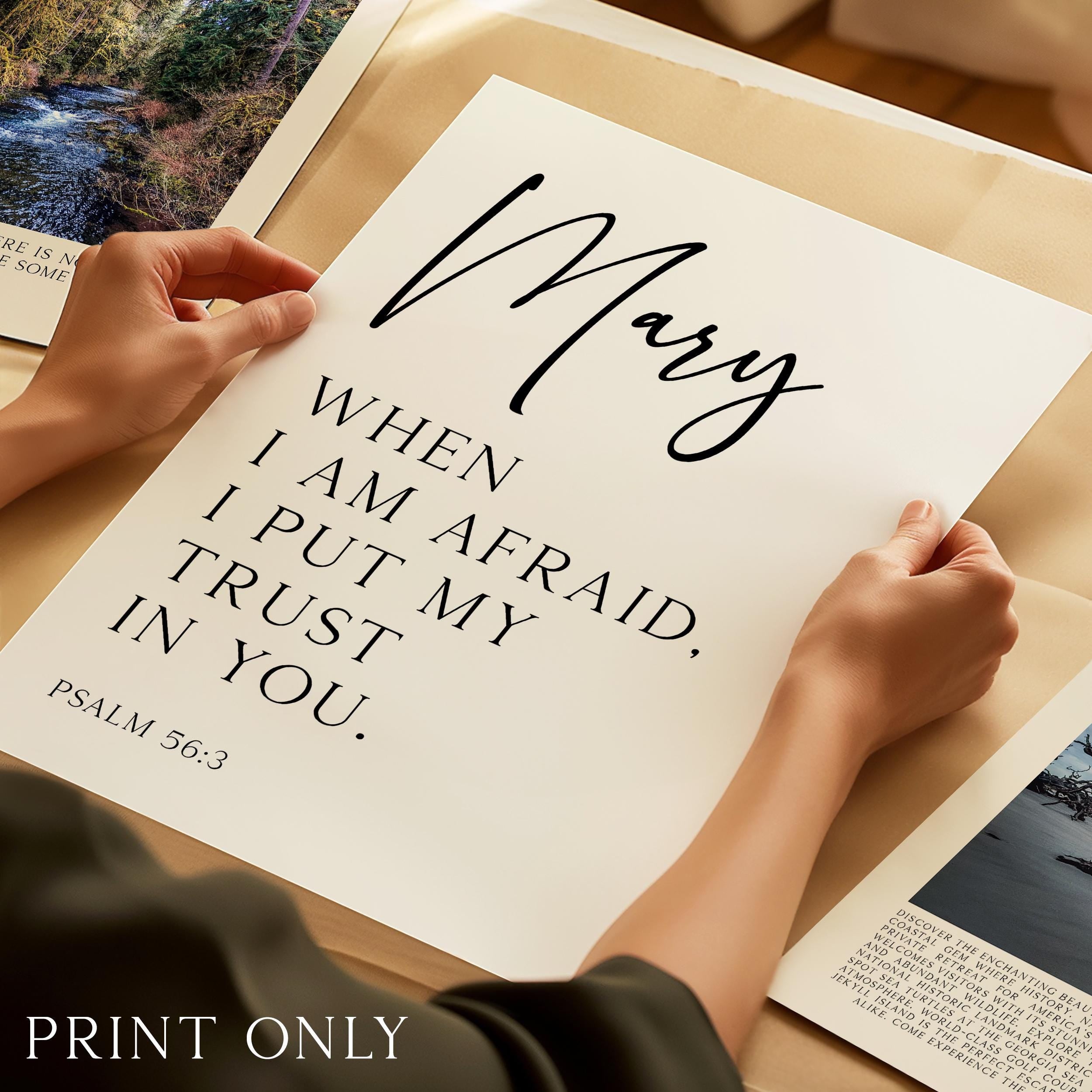 When I Am Afraid • Psalm 56:3 • Personalized Typography Art Print
