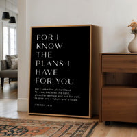 Jeremiah 29:11 Bible Verse Print, For I Know The Plans, Christian Wall Art