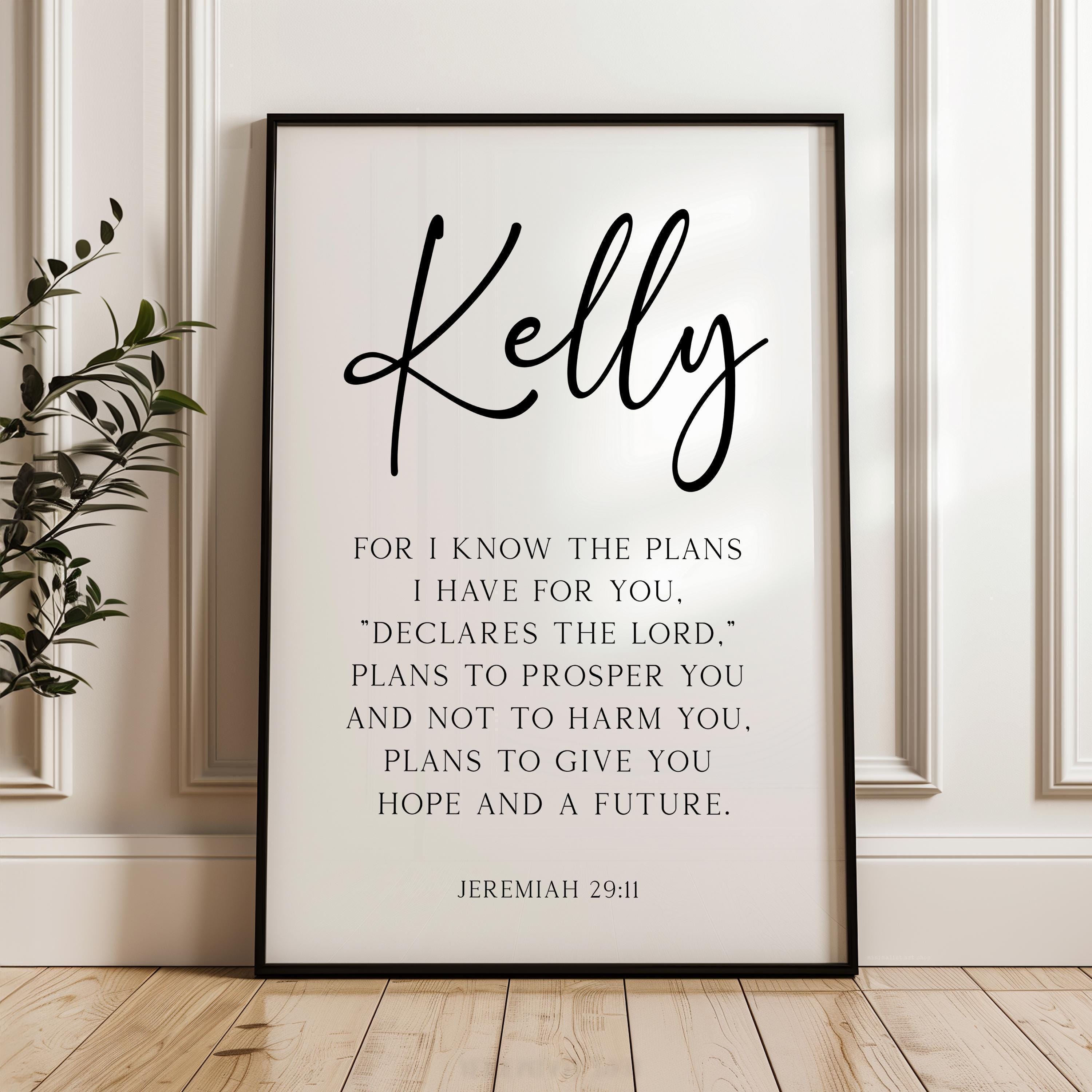 Jeremiah 29:11 Bible Verse Personalized Print, For I Know The Plans, Christian Wall Art