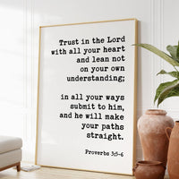 Proverbs 3:5-6 Art Print, Trust In The Lord Scripture Wall Art