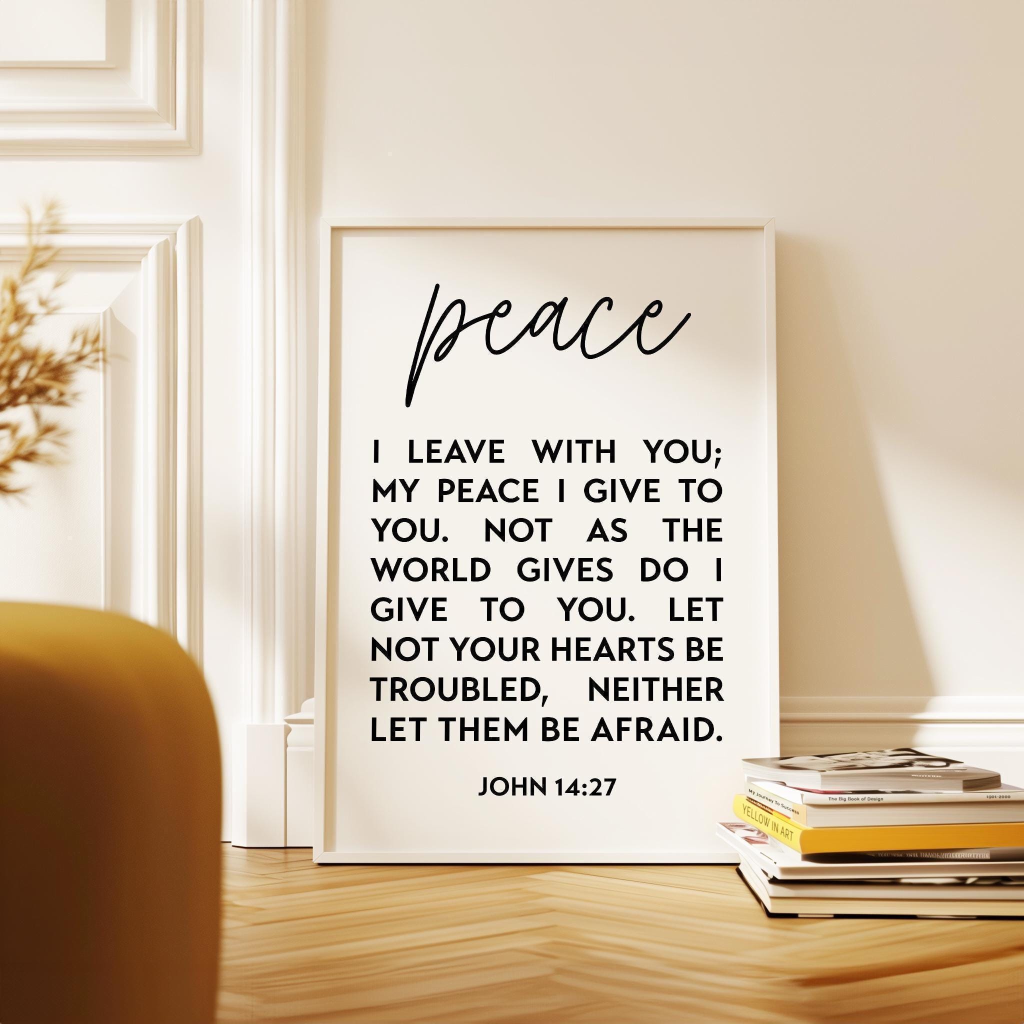Christian Wall Art, Peace I Leave With You Print, John 14:27, Wall Decor