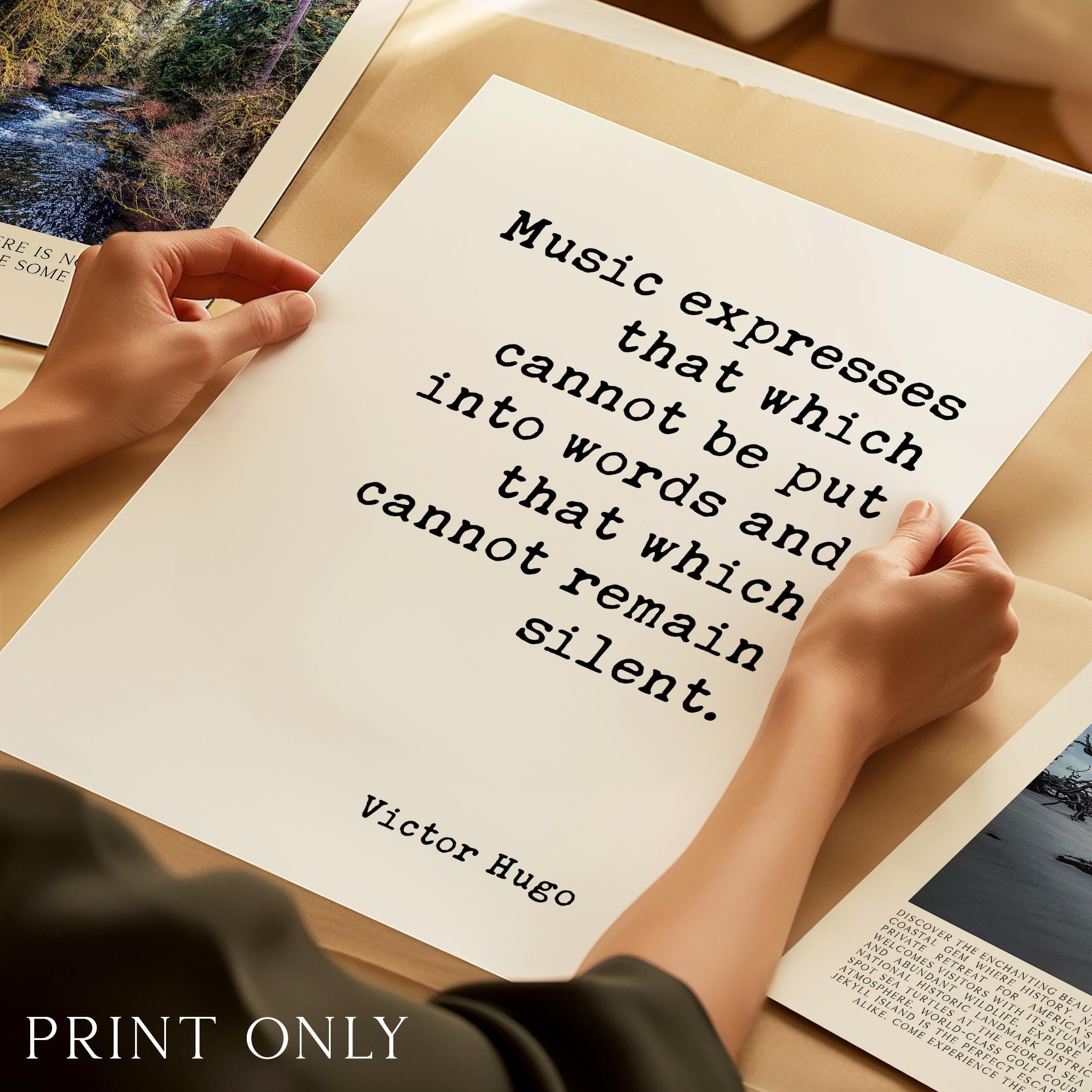 Victor Hugo Music Quote Print, Music Expresses That, Wall Art, Musician Gift, Literary Decor