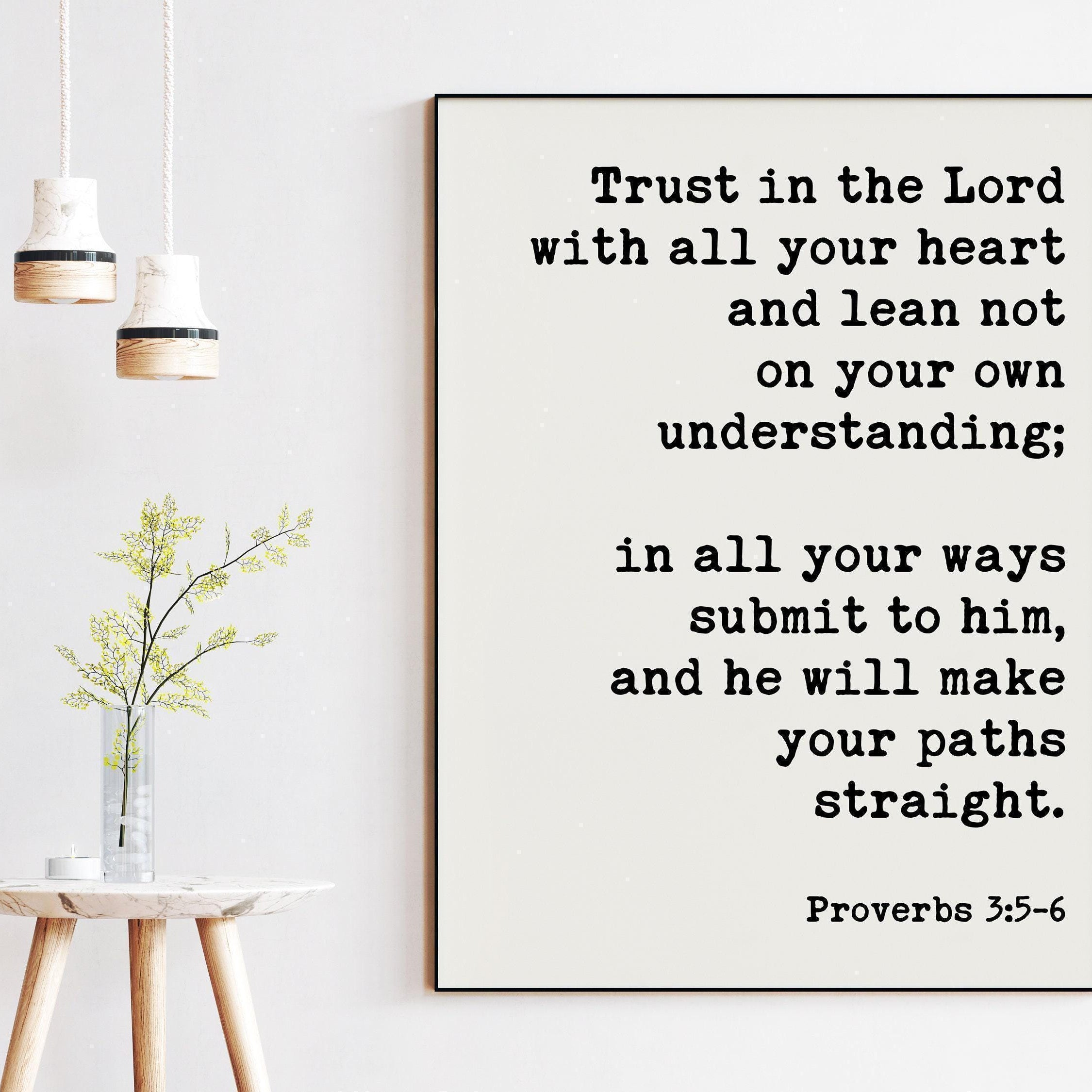 Proverbs 3:5-6 Art Print, Trust In The Lord Scripture Wall Art