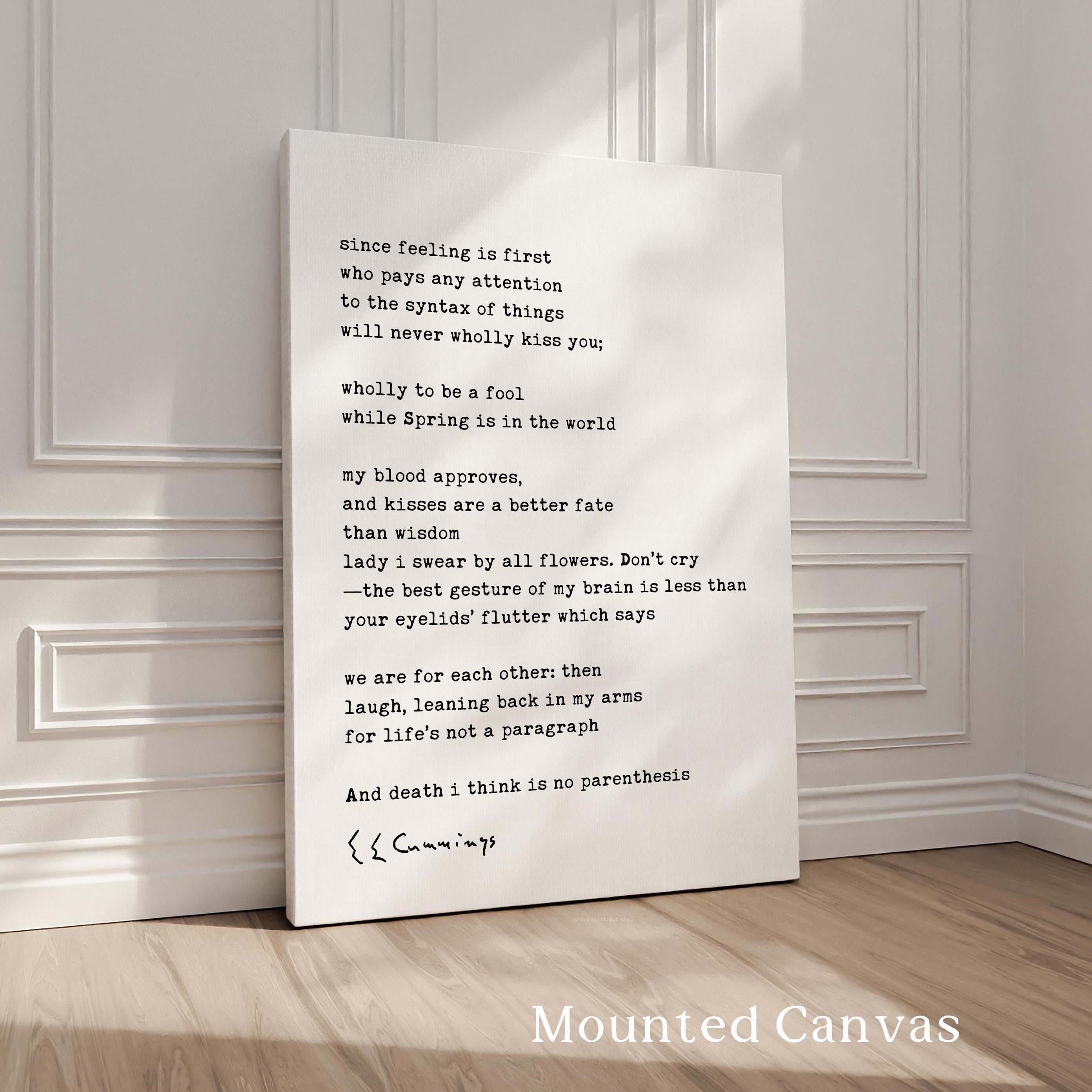 since feeling is first Poem by e.e. cummings Typography Art Print (1926)